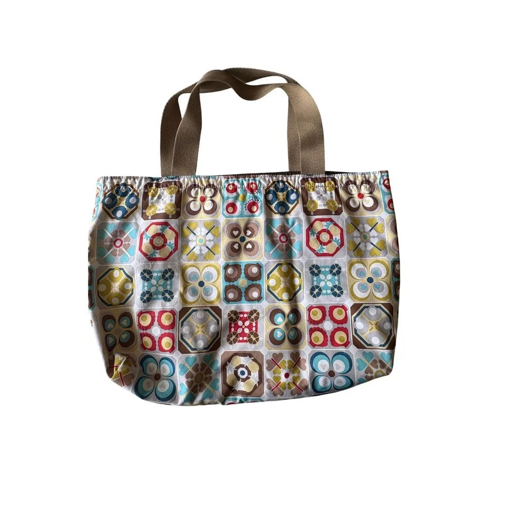 LeSportsac Hawaii Tote Bag Brown Multicolor Nylon